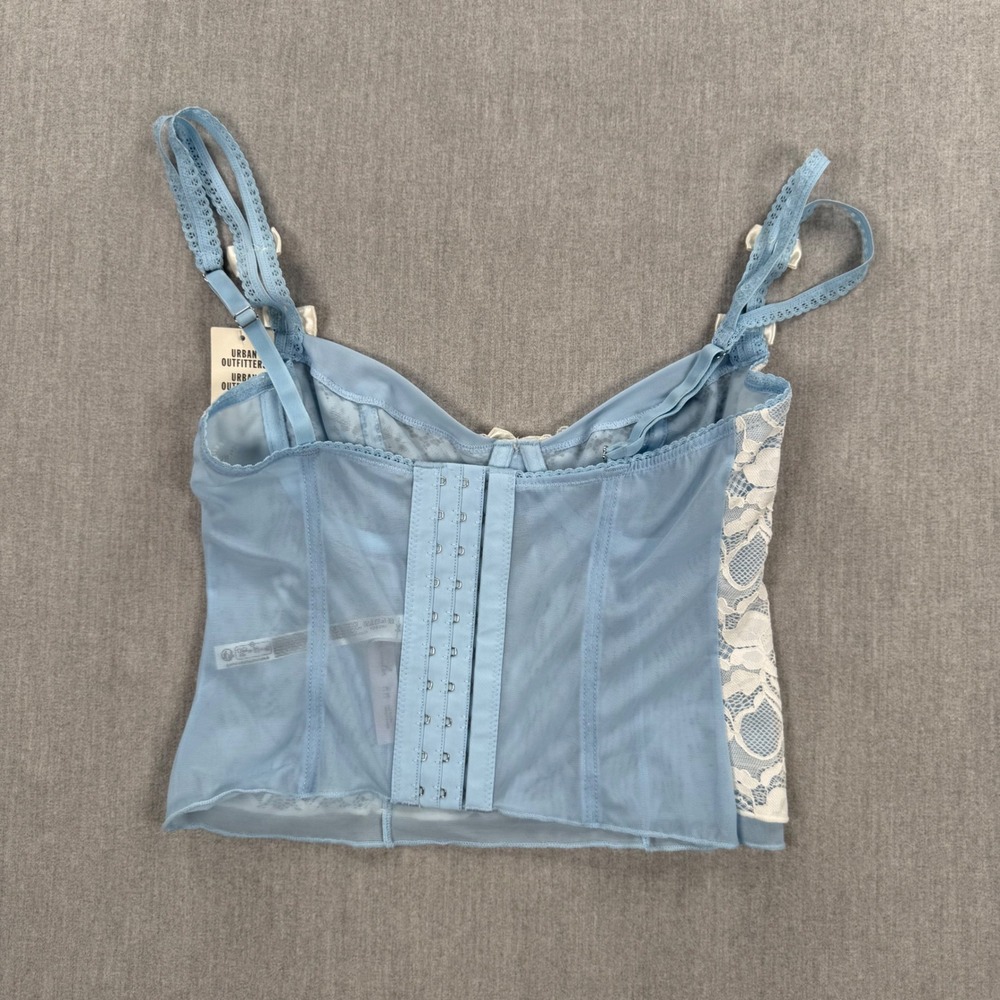 Urban Outfitters Out From Under Blue Lace Corset Top Bustier Bows‎ GU-5722R New - Picture 5 of 5